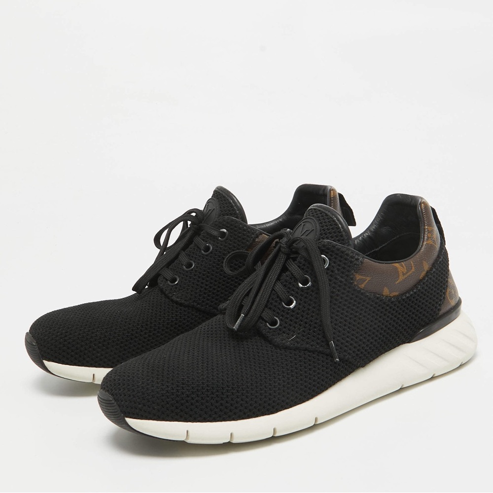 Louis Vuitton Black Mesh and Monogram Canvas Fastlane Sneakers